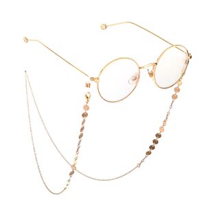 Gold-colored metal non-slip chain, with disc, for glasses and masks GL746