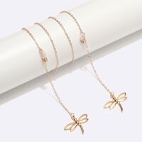 Gold-colored metal non-slip chain, with dragonfly pendant, for glasses and masks GL1523