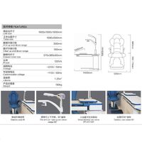 Рабочее место офтальмолога, комбинированный стол с кнопочным управлением + кресло S-880L, столешница 1000*500 мм