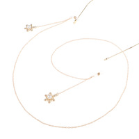 Gold-colored metal non-slip chain, with pendant snowflake with pearl, for glasses and masks GL826