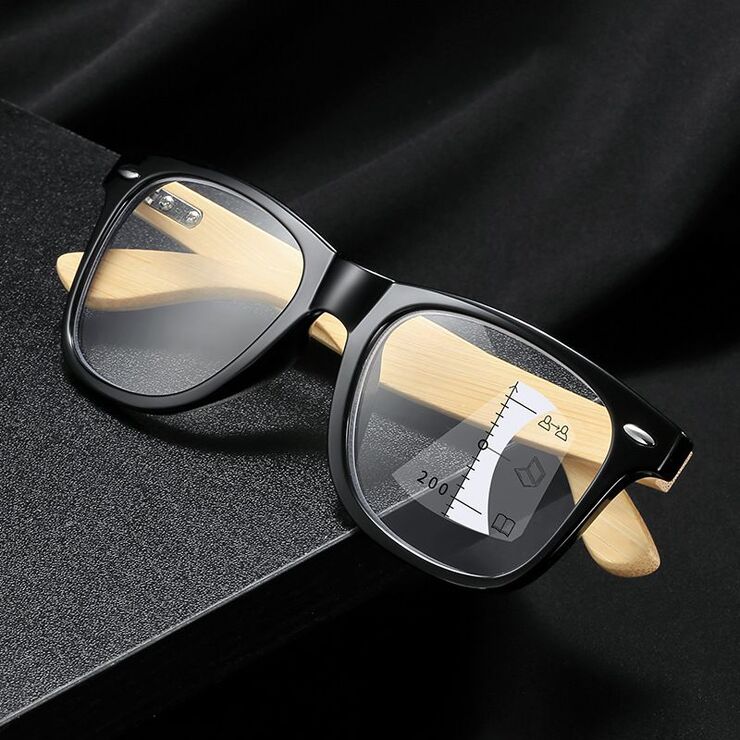 Bamboo glasses for reading, with Blue ray cut protection, multifocal, diopters from +1.00 to +4.00, RMC=62-64, KY317毛竹多焦点