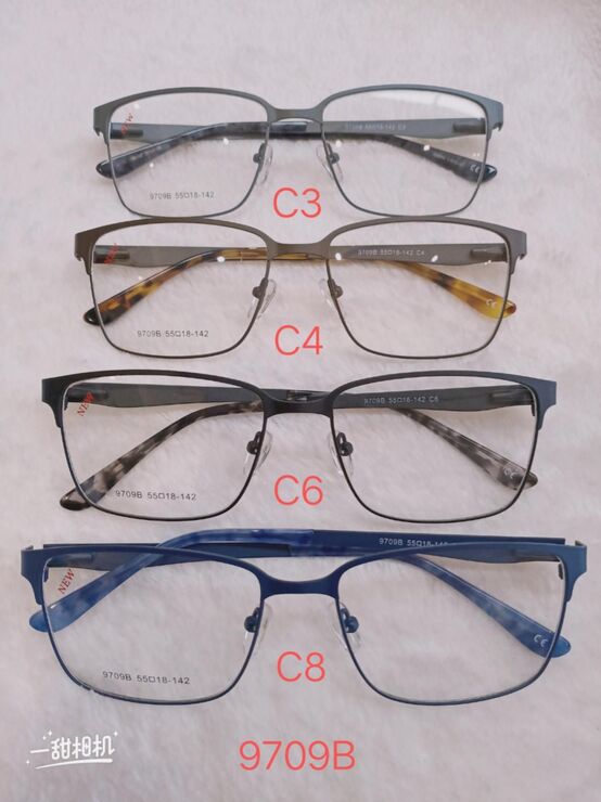 Metal frame for glasses with spring hinges 9709B