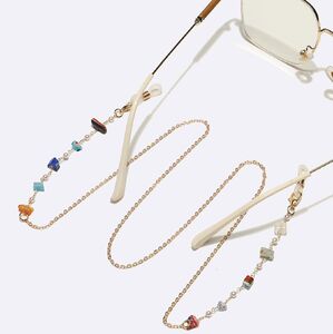 Gold-colored metal non-slip chain, with pearl beads and color crystal, for glasses and masks GL1702