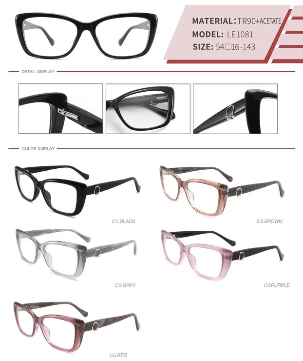 Оправа пластиковая из TR90 и ацетата с флексом LE1081-DA