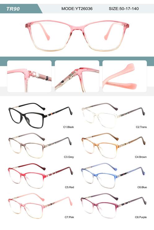 Plastic TR90 frame for women with spring hinges YT26036-DA