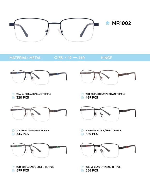 Металлическая оправа с дужками из материала TR-90MR1002