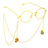 Gold-colored metal non-slip chain, with pendant rainbow, for glasses and masks GL635