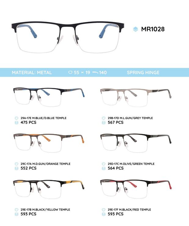 Металлическая оправа с дужками из материала TR-90 со встроенным флексом MR1028