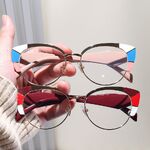 Очки металлические полуободковые женские с защитой от синего света 8073-PN