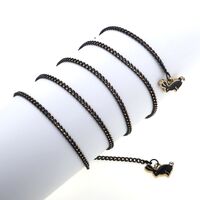 Black-colored metal non-slip chain, with pendant rabbit, for glasses and masks GL776