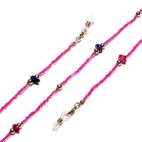 Металлическая нескользящая цепочка золотого цвета, с разноцветными рисовыми бусинами и камнем, для очков и масок GL1287