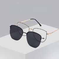 Оправа металлическая с защитой от синего света с флексом + магнитная солнцезащитная насадка (клипон) 7019-GT