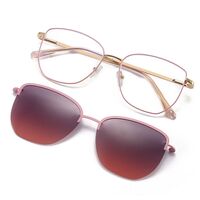 Оправа металлическая с защитой от синего света с флексом + магнитная солнцезащитная насадка (клипон) 7019-GT