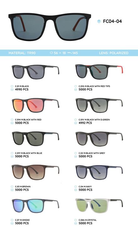 Солнцезащитные поляризационные очки в пластиковой оправе из TR90 FC04-04