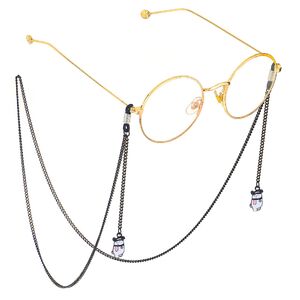 Black-colored metal non-slip chain, with pendant bear, for glasses and masks GL647