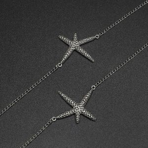Silver-colored metal non-slip chain, with sea star, for glasses and masks GL485
