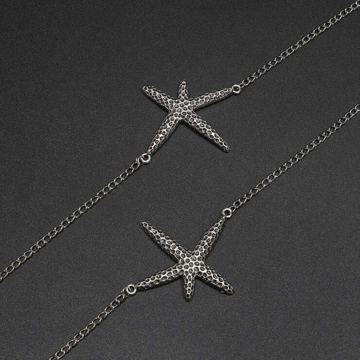 Silver-colored metal non-slip chain, with sea star, for glasses and masks GL485
