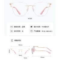 Metal rimless women's frame + magnet sunshade clip-on 7203-GT