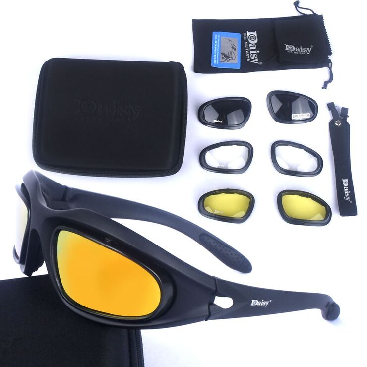 Safety shockproof sports polarized goggles, 6-lens and box set, 战术套装-C5D-DX