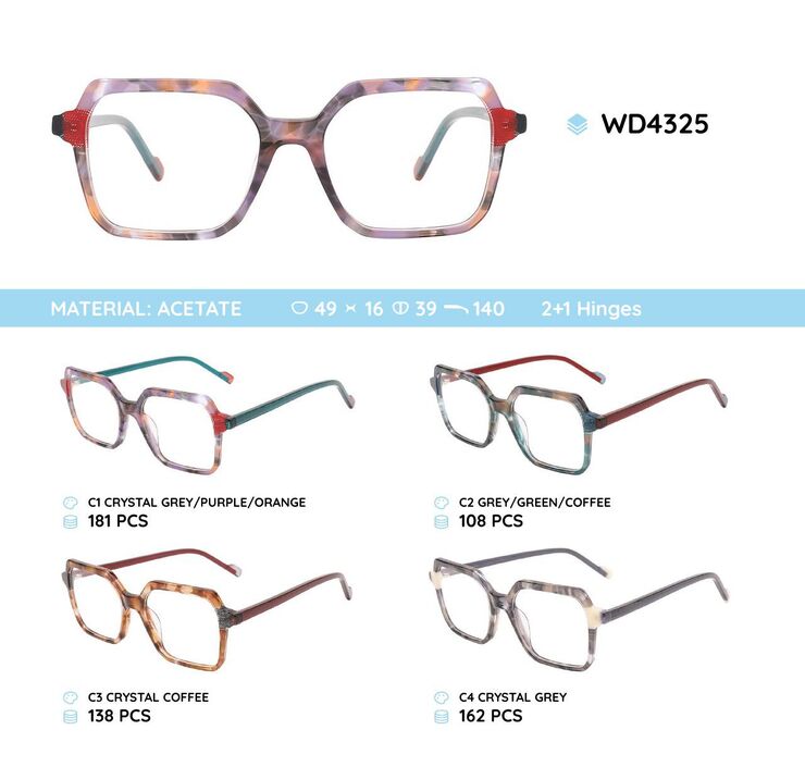 Plastic acetate eyeglasses frame WD4325