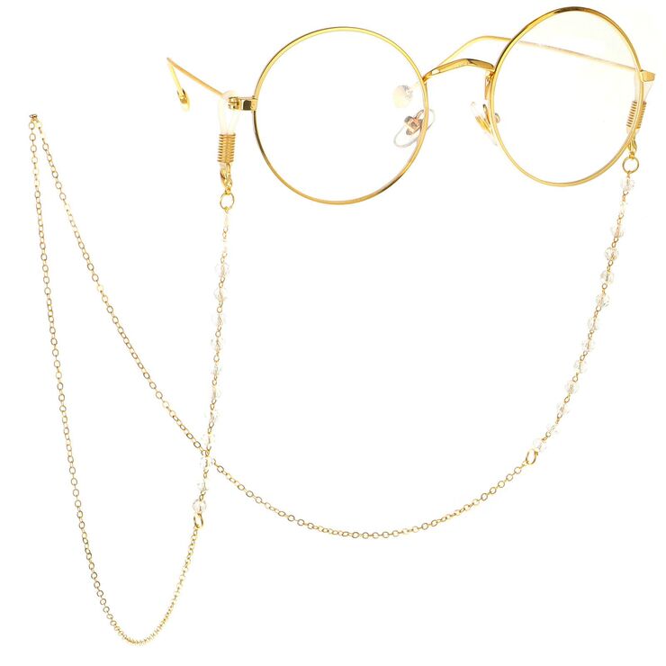 Металлическая нескользящая цепочка золотого цвета, с кристаллами, для очков и масок GL102