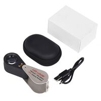 Лупа складная с универсальной подсветкой 7804充电款-XX, диаметр: 22 мм, увеличение: 10X, 20X, 30X