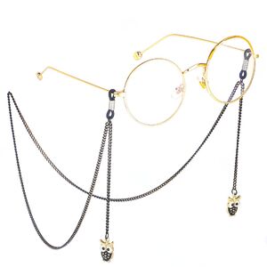 Металлическая нескользящая цепочка черного цвета, с подвеской сова, для очков и масок GL290