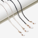 Набор из двух золотых цепочек для очков с черными и белыми кристаллами GM083