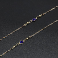 Металлическая нескользящая цепочка золотого цвета, со стеклянными и медными бусинами, для очков и масок GL608