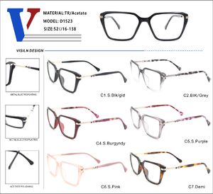 Plastic acetate TR90 + metall frame with spring hinges D1523-DA