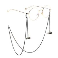 Black-colored metal non-slip chain, with pendant Love, for glasses and masks GL828