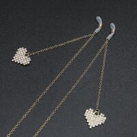 Metal non-slip chain, with heart-shaped wirh rhinestone, for glasses and masks GL474