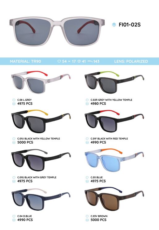 Солнцезащитные поляризационные очки в пластиковой оправе из TR90 FI01-02S