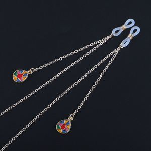 Gold-colored metal non-slip chain, with pendant spliced water drop, for glasses and masks GL758