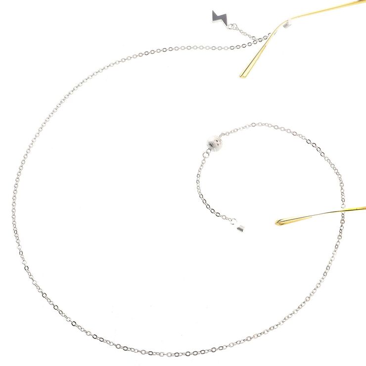 Metal non-slip chain, with pendant lightning and pearl, for glasses and masks GL189