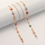 Металлическая нескользящая цепочка золотого цвета, с разноцветными ромашками и сердцем, для очков и масок GL1855