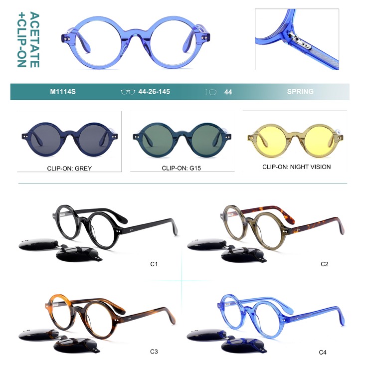 Plastic acetate frame with spring hinges + polarized clip-on Big City M1114S