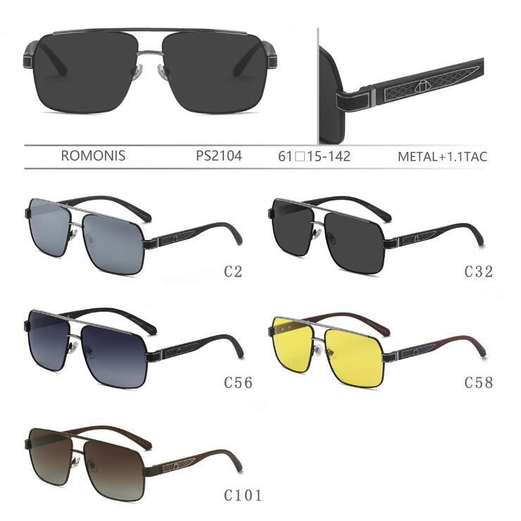 Polarized metal sunglasses for men Romonis PS2104-R
