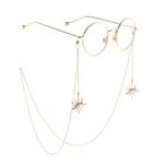 Metal non-slip chain, with pendant snowflake with pearl, for glasses and masks GL788