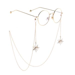Metal non-slip chain, with pendant snowflake with pearl, for glasses and masks GL788