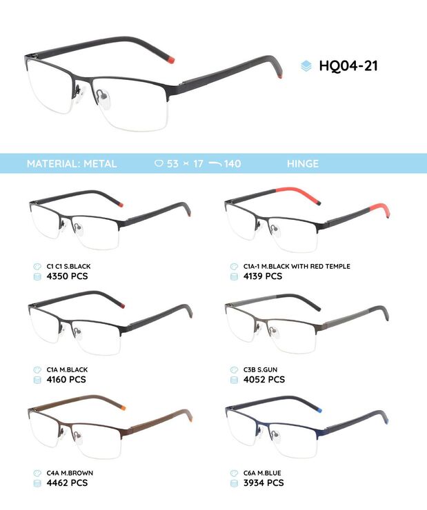 Металлическая оправа с дужками из материала TR-90 HQ04-21