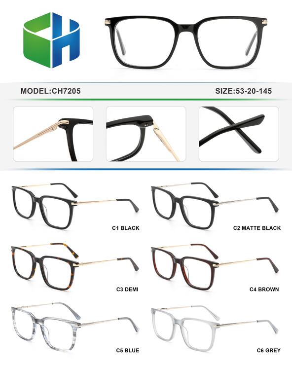 Plastic acetate frame with spring hinges CH7205-DA