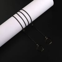 Black-colored metal non-slip chain, with pendant round, for glasses and masks GL889