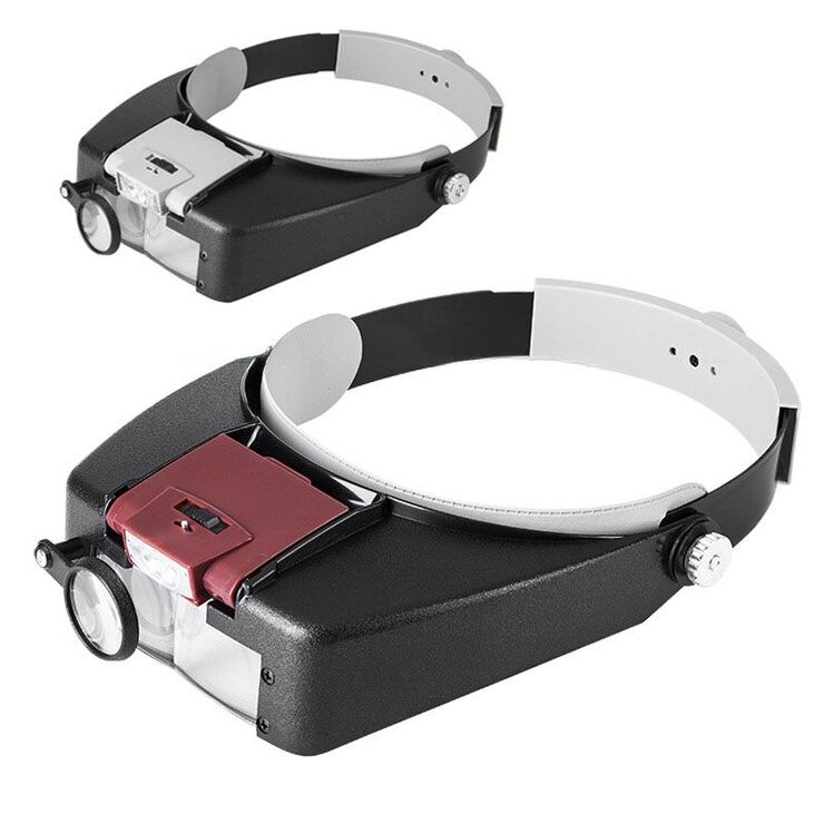 Binocular magnifier with backlight, magnifying glass with head mount 81007-A-XX, magnification: 1,5Х, 3Х, 8,5Х, 10Х