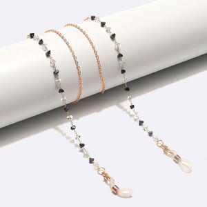 Gold-colored metal non-slip chain, with black and white crystal, for glasses and masks GL1595
