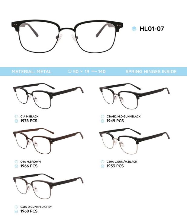 Metal frame with TR-90 temples with spring hinges HL01-07