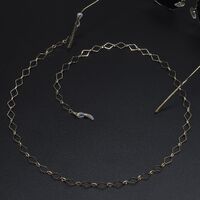 Gold-colored metal non-slip chain, with square diamond, for glasses and masks GL486