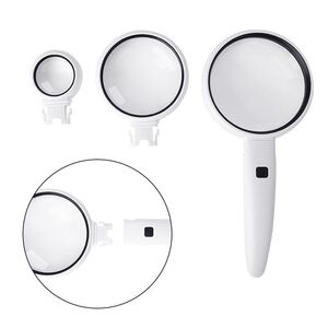 Magnifier with universal backlight, magnifying glass with handle 77790+75+37-XX, diameter 90 mm, 75 mm, 37 mm, magnification: 3,5Х, 5Х, 11Х