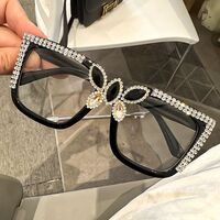 PC plastic glasses with Blue Ray Cut protection and rhinestones for women KY50383平光, diopters: 0.00