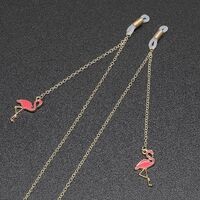 Gold-colored metal non-slip chain, with pendant flamingo, for glasses and masks GL353